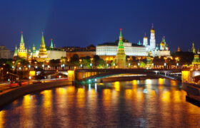 View of Moscow Kremlin in summer night. Russia